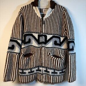 BDG Tate Printed Zip-Up Tate Cardigan Aztec Size Medium Geometric Warm Sweater